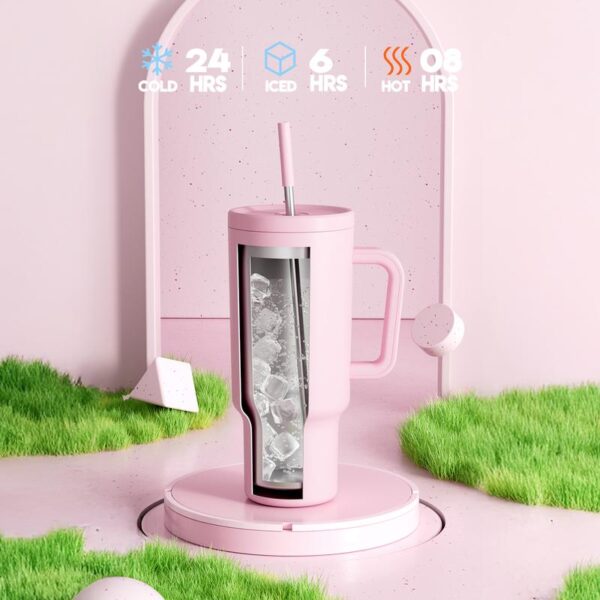 【MEOKY】Taza térmica para coche con asa de acero inoxidable de gran capacidad - Image 2