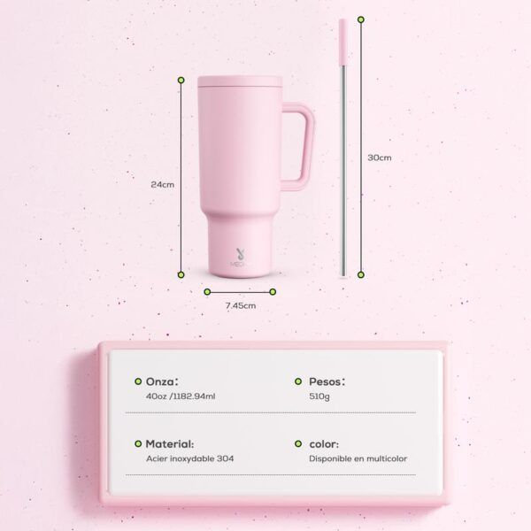 【MEOKY】Taza térmica para coche con asa de acero inoxidable de gran capacidad - Image 8
